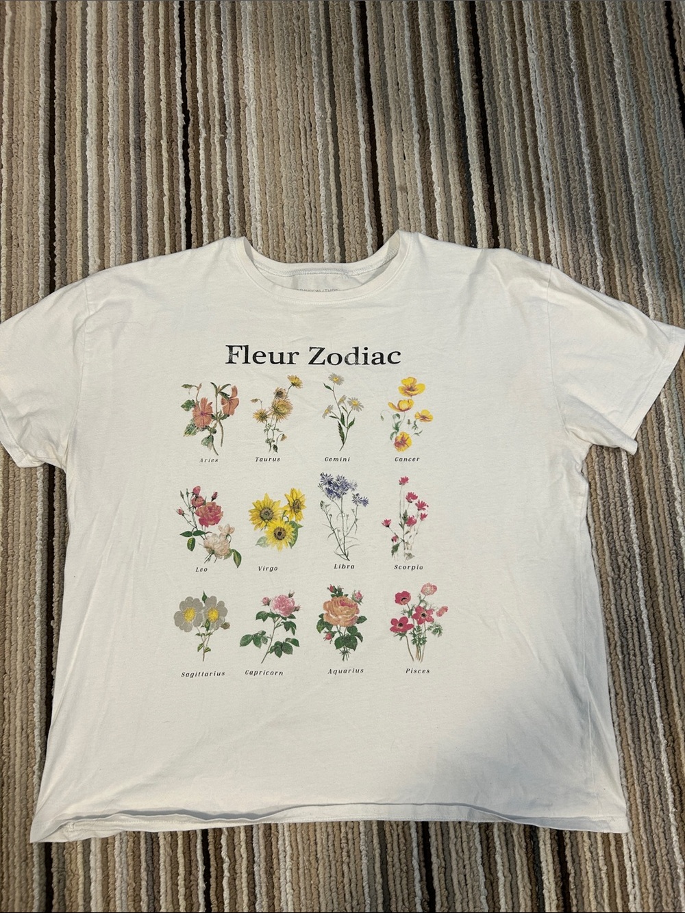 Grayson Threads White Fleur Zodiac Floral Graphic Tee